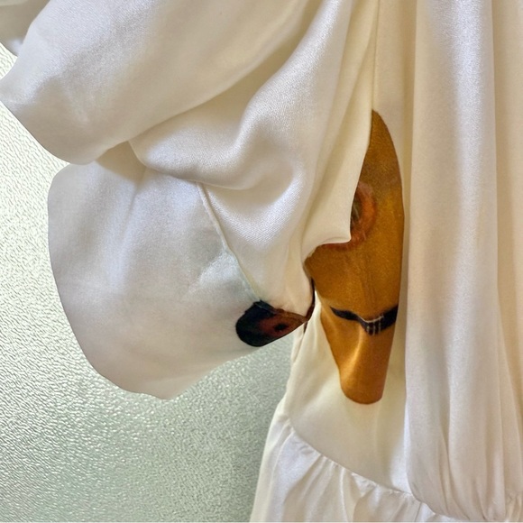 SILVIA TCHERASSI Tortoreto Guitar Silk Maxi Bow Dress White Sz XS - Picture 6 of 12